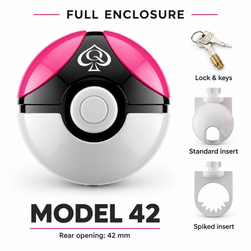 Capture Ball Full-Enclosure Chastity Cage – Pink ABS