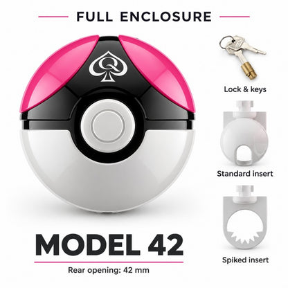Capture Ball Full-Enclosure Chastity Cage – Pink ABS