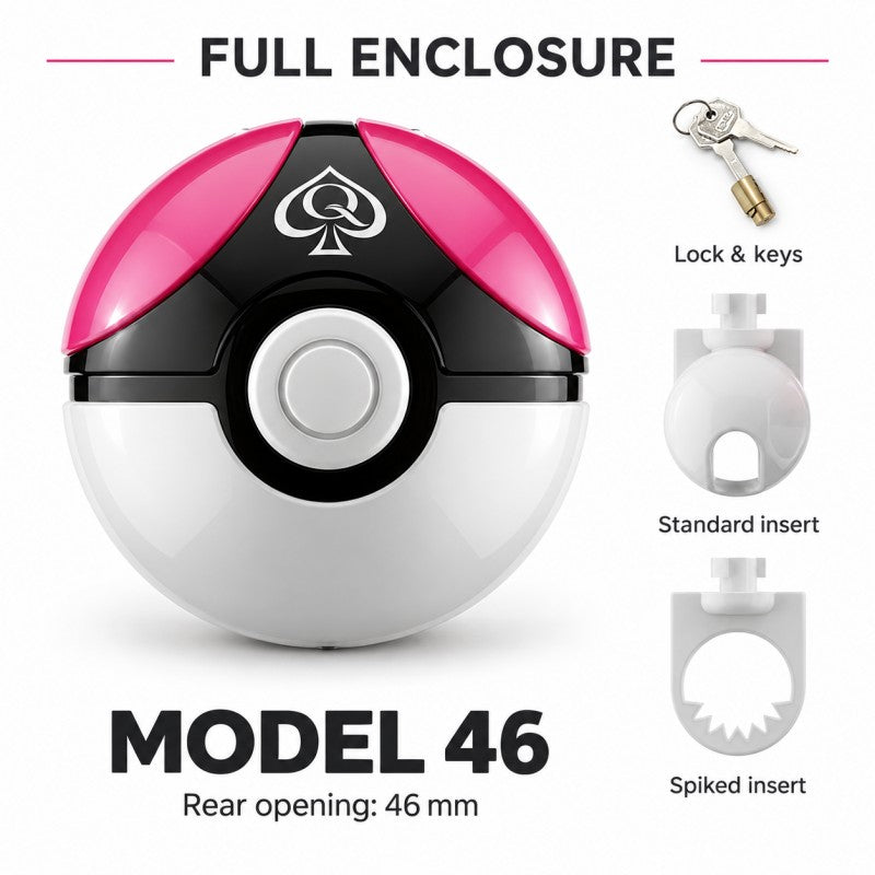Capture Ball Full-Enclosure Chastity Cage – Pink ABS