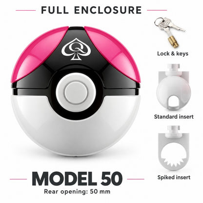 Capture Ball Full-Enclosure Chastity Cage – Pink ABS