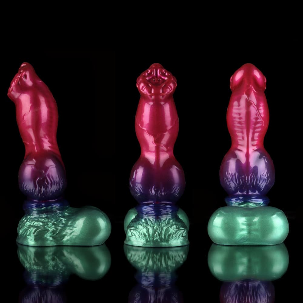 Dildo de fantasía con degradado morado y verde de Gun Dog - Dildo anudado