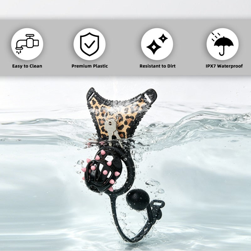 Spiked Chastity Cage Harness Set with Remote Vibrating Anal Plug