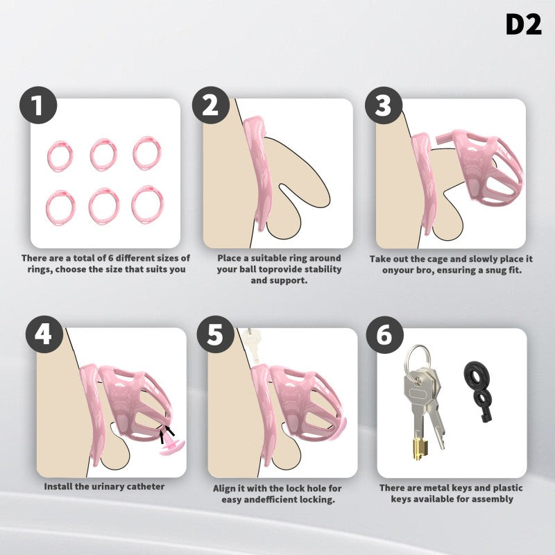 Hollow Design Chastity Cage | Adjustable Ring Locking Device with Harness Strap (D2)