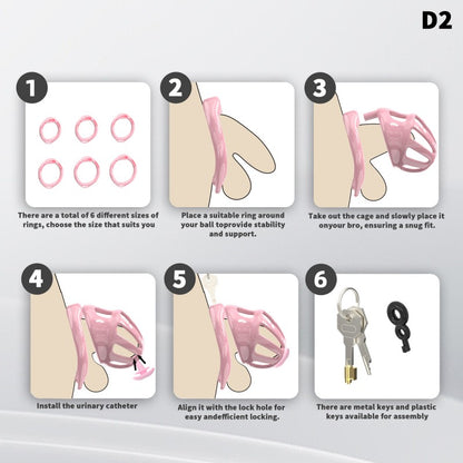Hollow Design Chastity Cage | Adjustable Ring Locking Device with Harness Strap (D2)