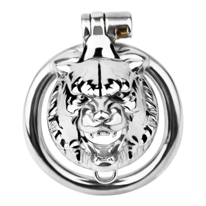Metal Beast Tiger & Bull Chastity Cage with Bell
