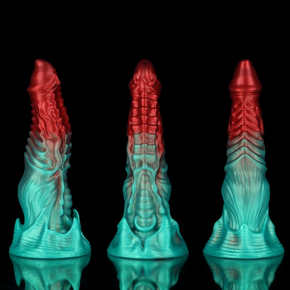 Consolador de fantasía fantasmal rojo carmesí verde