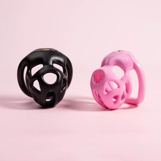 Men’s Openwork Resin Chastity Cage 33mm – Breathable Lightweight Male Locking Device with 4 Rings & Dual Locks