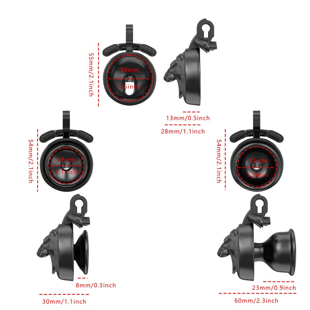WolfHead Roar– 3D Printed Chastity Lock with Negative Pole Cup Holder