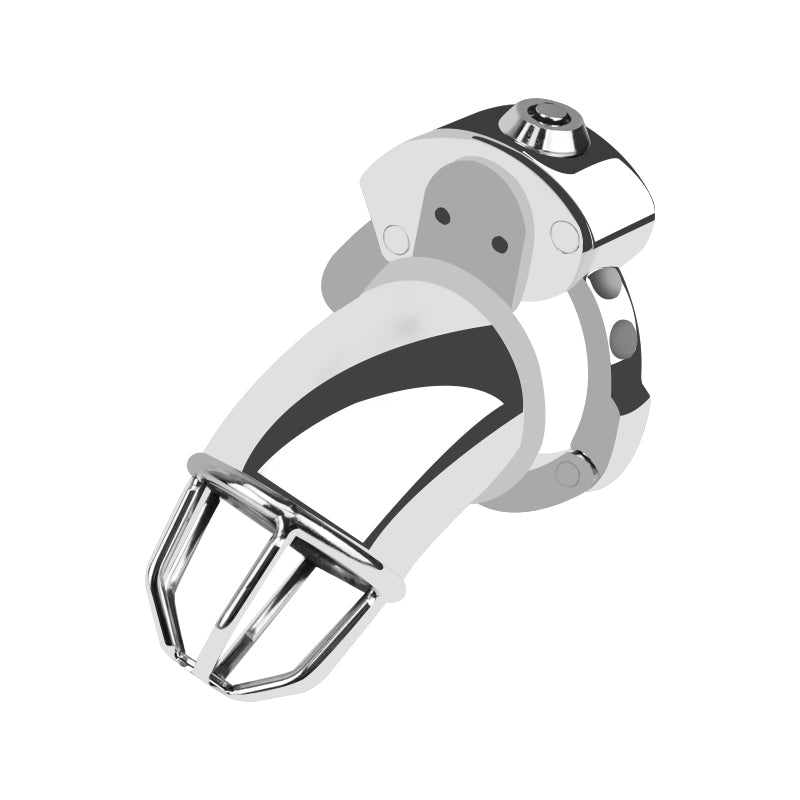 Open-Tip Metal Chastity Cage for Men – Adjustable Fit with Built-In Lock