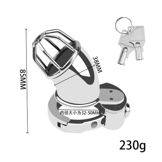 Open-Tip Metal Chastity Cage for Men – Adjustable Fit with Built-In Lock