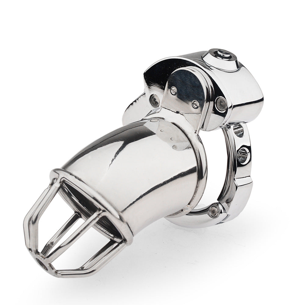 Open-Tip Metal Chastity Cage for Men – Adjustable Fit with Built-In Lock