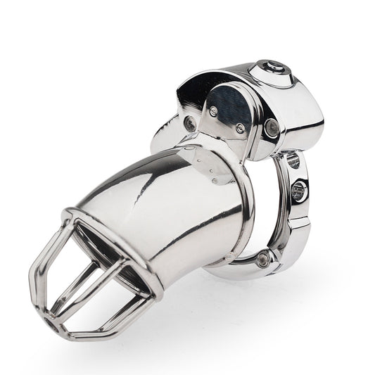 Open-Tip Metal Chastity Cage for Men – Adjustable Fit with Built-In Lock