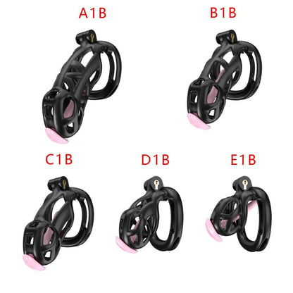 Black Viper Chastity Cage – 5 Sizes Available, Wearable Base Ring Design