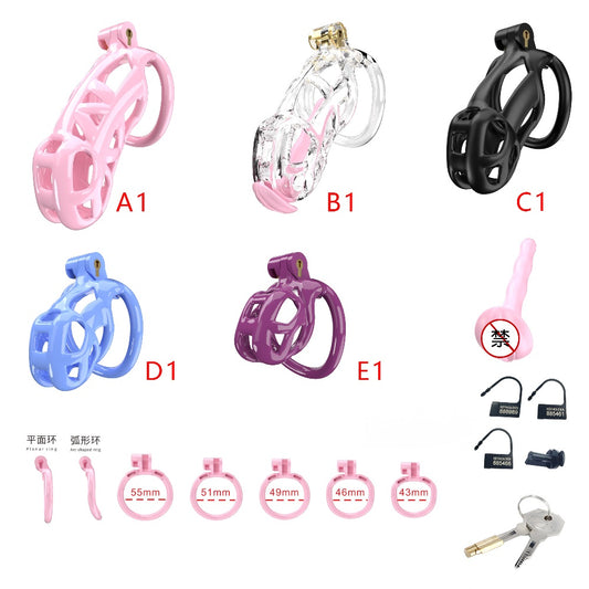 3D Printed Male Chastity Cage with Lock & 5 Rings – Resin Virginity Device for Men