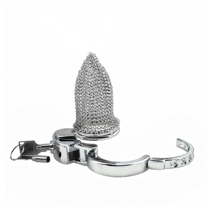 Lightweight Breathable Mesh Male Chastity Cage with One-Touch Closure and Adjustable Carabiner Lock