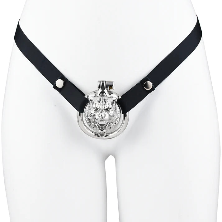 Metal Beast Tiger & Bull Chastity Cage with Bell