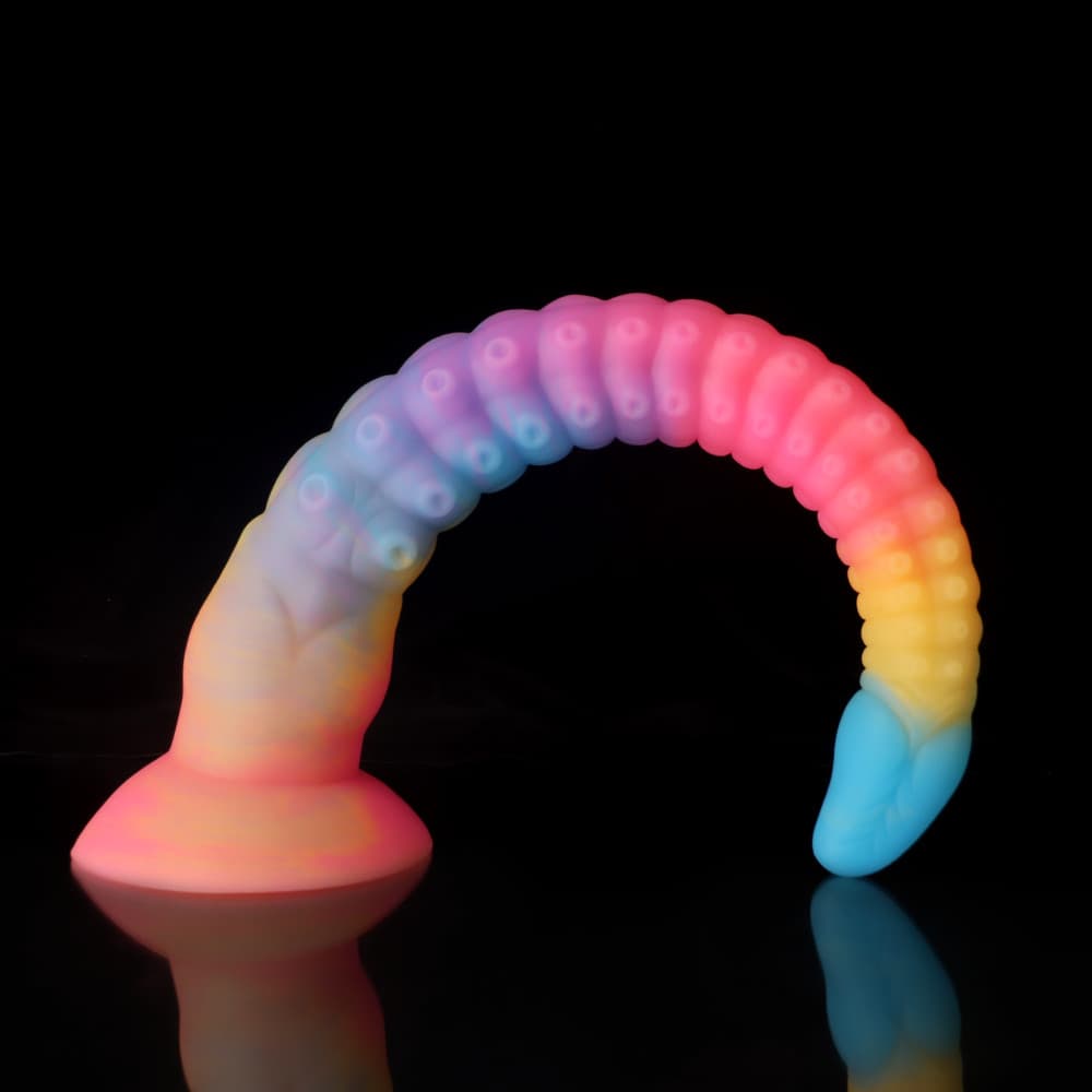 Octopus Tentacle Dildo – Eel-Inspired Fantasy Dildo in Blue Yellow Purple Gradient, Body-Safe Silicone