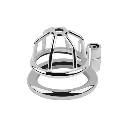 Silent Lock Stainless Steel Chastity Cage with 1-Way Belt and 3 Size Rings- Adult Sex Toy for Bondage