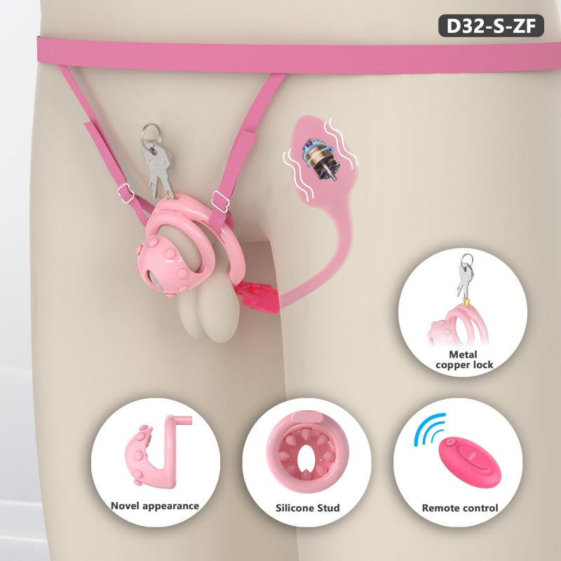 Adjustable Chastity Cage with Removable Silicone Studs | Remote Plug Compatible Locking Device