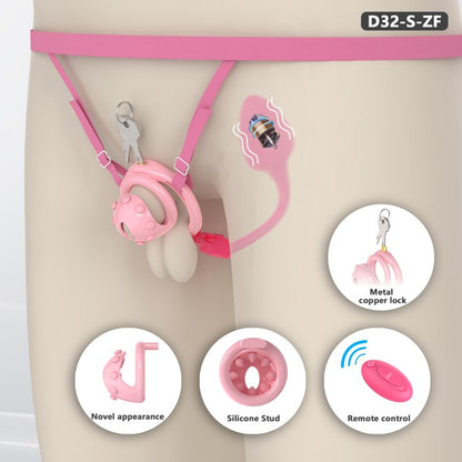 Adjustable Chastity Cage with Removable Silicone Studs | Remote Plug Compatible Locking Device