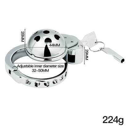 Adjustable Dome Chastity Cage with Heart Pattern – Cute Metal Lock with Custom Fit