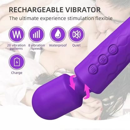 Chastity Vibrator Magic Wand – 8 Speeds, 20 Patterns, Waterproof & Rechargeable