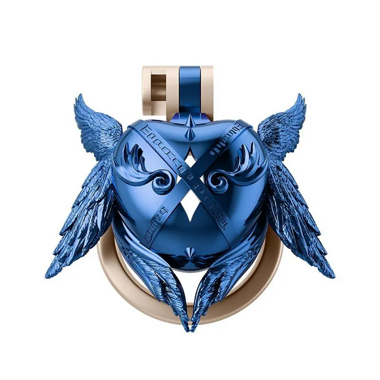 Heart-shaped, six-winged angel chastity cage