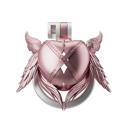 Heart-shaped, six-winged angel chastity cage