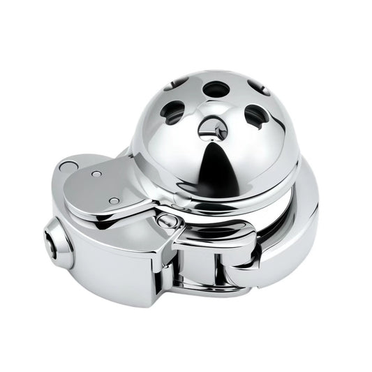 Adjustable Dome Chastity Cage with Heart Pattern – Cute Metal Lock with Custom Fit