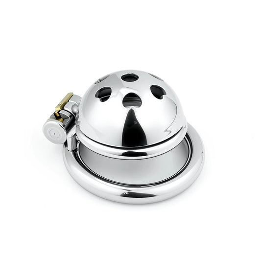 Heart Pattern Short Dome Chastity Cage – Cute Love-Themed Metal Lock Design