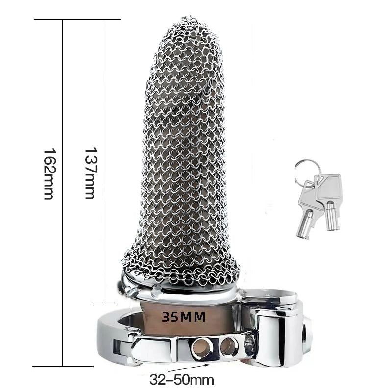 Leichter, atmungsaktiver Keuschheitskäfig aus Netzgewebe für Männer mit One-Touch-Verschluss und verstellbarem Karabinerverschluss