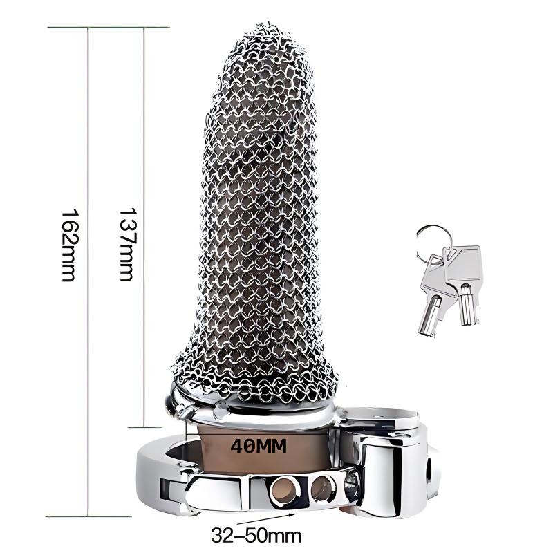 Lightweight Breathable Mesh Male Chastity Cage with One-Touch Closure and Adjustable Carabiner Lock