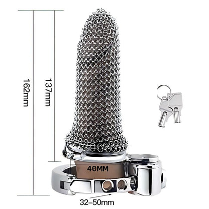 Lightweight Breathable Mesh Male Chastity Cage with One-Touch Closure and Adjustable Carabiner Lock
