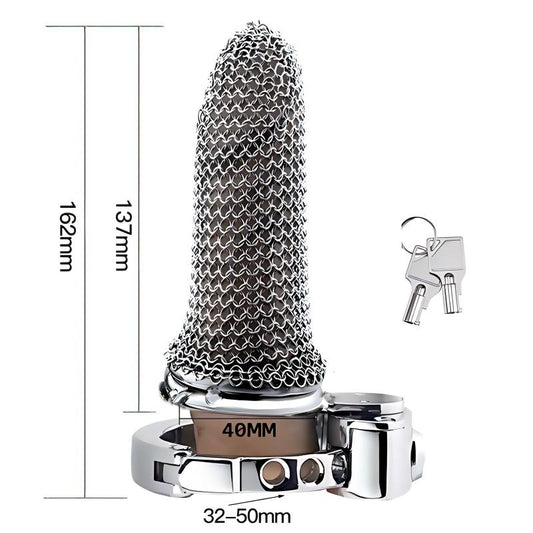 Lightweight Breathable Mesh Male Chastity Cage with One-Touch Closure and Adjustable Carabiner Lock