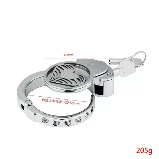 Cage de chasteté plate ajustable avec motif cœur – Cadenas métallique sur mesure au design inspiré par l'amour