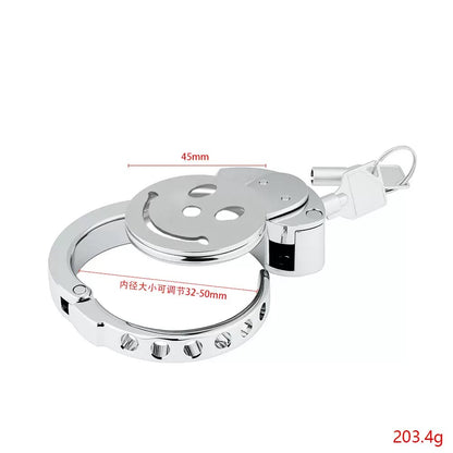 Cage de chasteté plate ajustable avec motif cœur – Cadenas métallique sur mesure au design inspiré par l'amour