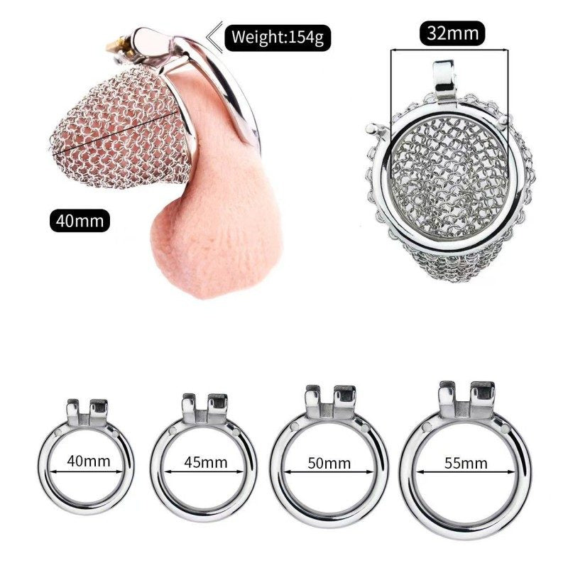 Flexible Stainless Steel Mesh Chastity Cage -5 Sizes | Comfortable & Secure