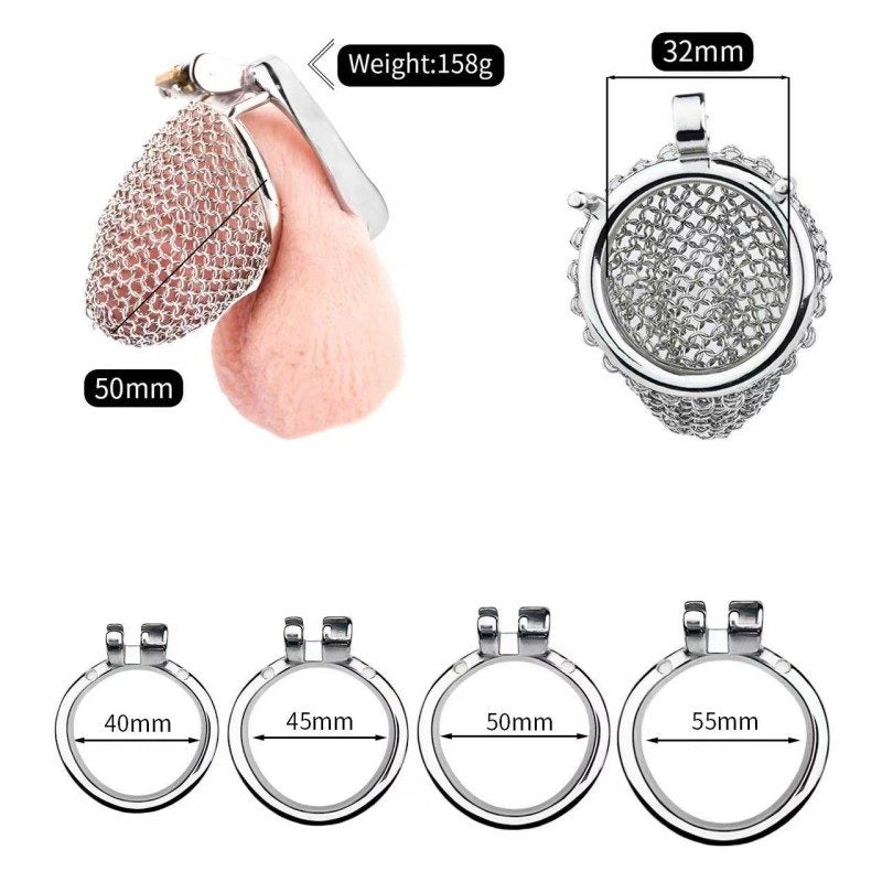 Flexible Stainless Steel Mesh Chastity Cage -5 Sizes | Comfortable & Secure
