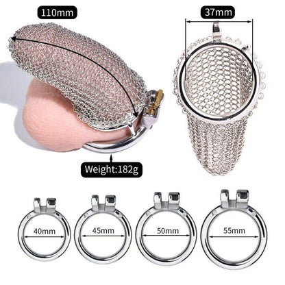 Flexible Stainless Steel Mesh Chastity Cage -5 Sizes | Comfortable & Secure