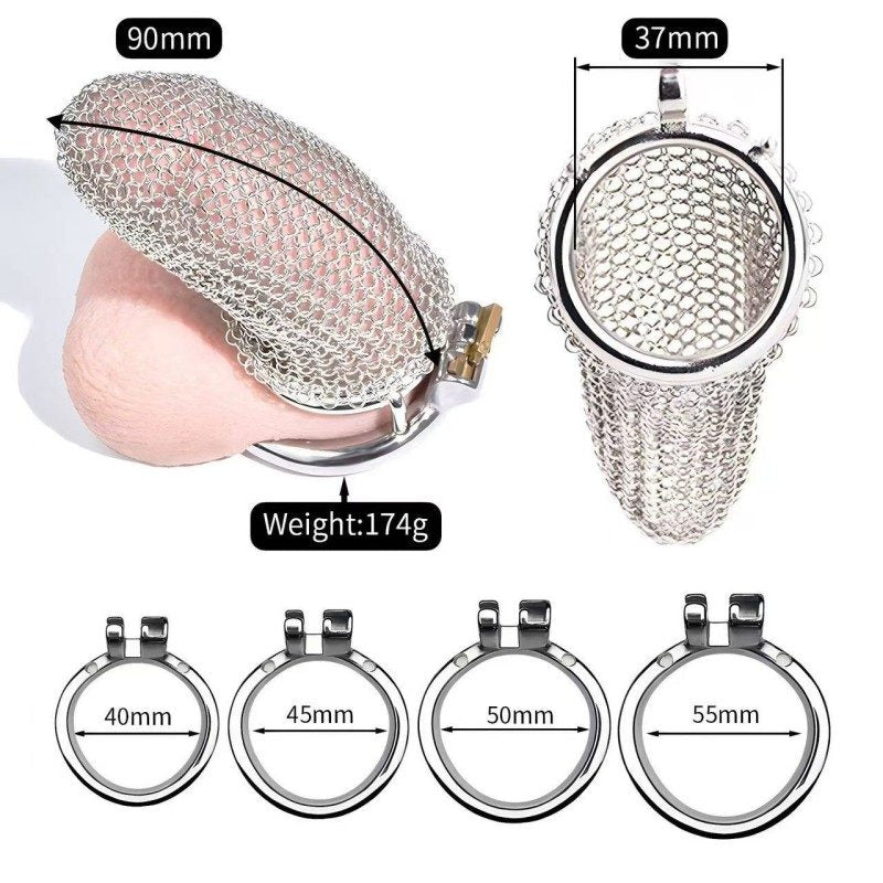 Flexible Stainless Steel Mesh Chastity Cage -5 Sizes | Comfortable & Secure