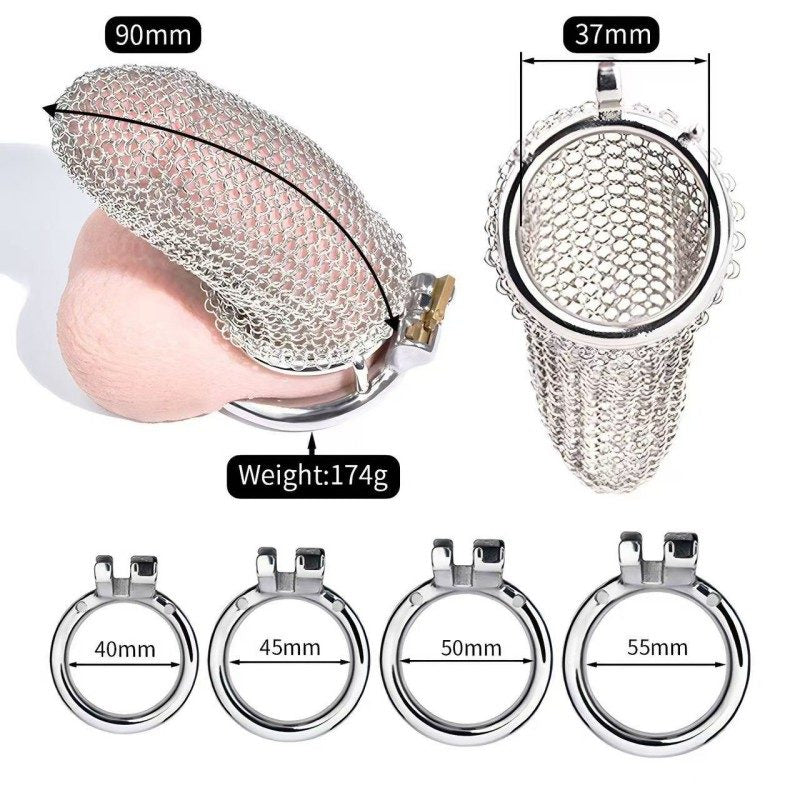 Flexible Stainless Steel Mesh Chastity Cage -5 Sizes | Comfortable & Secure