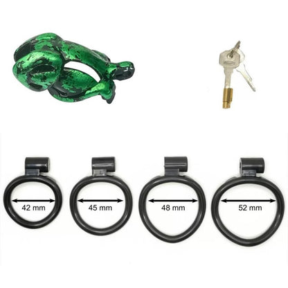 Hand-Painted Cobra Resin Male Chastity Cage – Marble Finish, Multi Sizes (S+ S N+ R+ R), 42–52mm Rings, Lightweight & Breathable