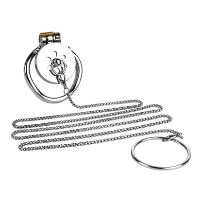 Stainless Steel Chastity Lock with Traction Chain Set