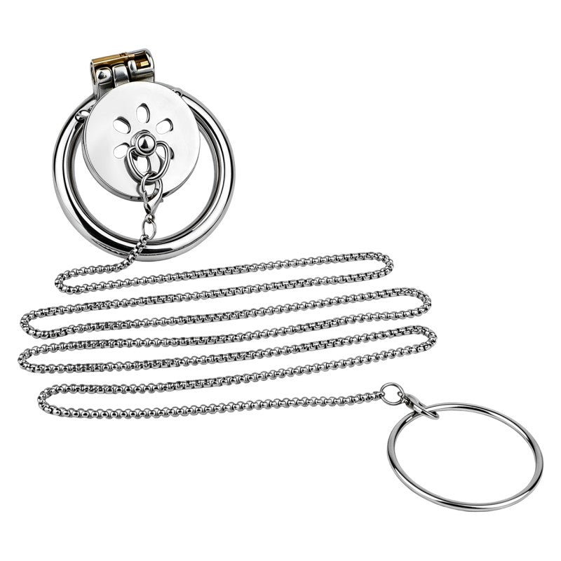 Stainless Steel Chastity Lock with Traction Chain Set