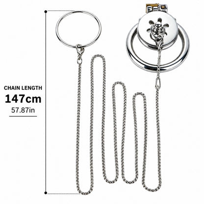 Stainless Steel Chastity Lock with Traction Chain Set
