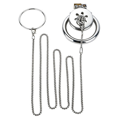 Stainless Steel Chastity Lock with Traction Chain Set