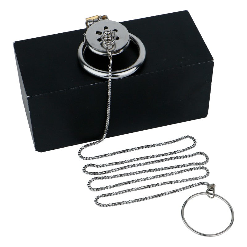 Stainless Steel Chastity Lock with Traction Chain Set