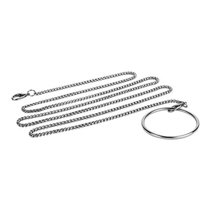 Stainless Steel Chastity Lock with Traction Chain Set