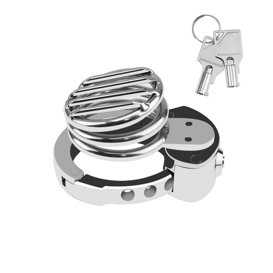 Short Adjustable Male Chastity Cage with Flat Lock and Grid Design – Secure & Breathable