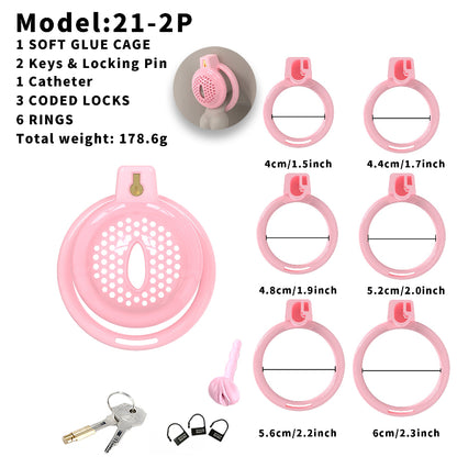 Short Soft Chastity Cage – Dotted & Breathable TPE/Silicone Design